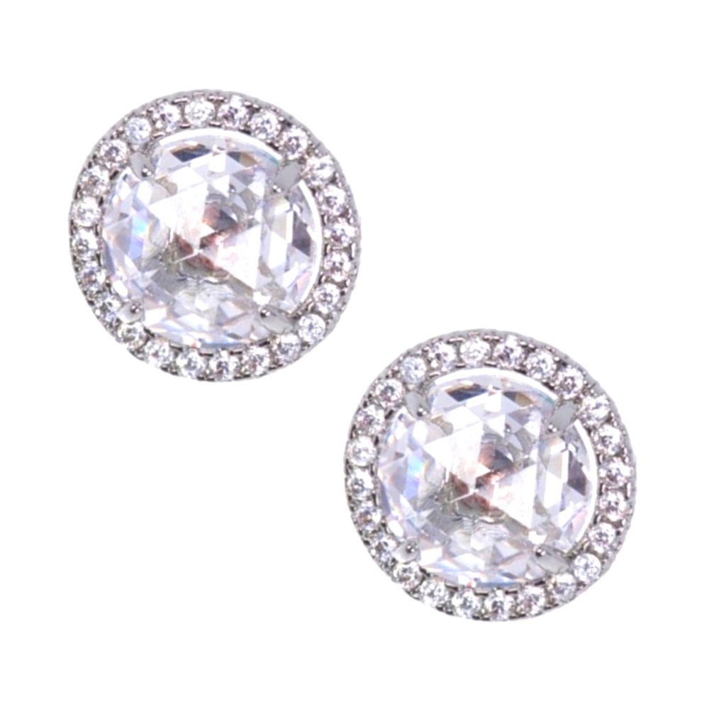 KATE SPADE • Bright Ideas Pavé Halo Silver Stud Earrings